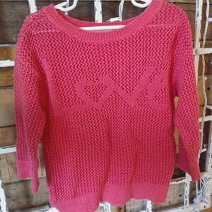 Mesh girl sweater that says love and is sparkly